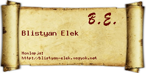 Blistyan Elek névjegykártya